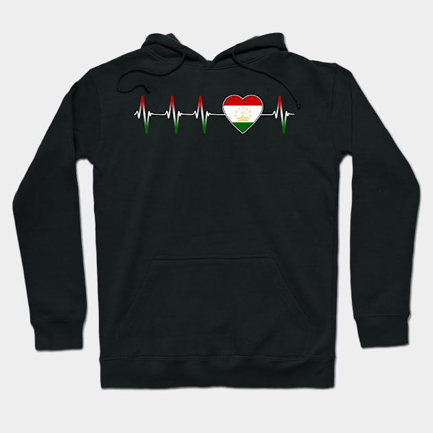 Tajik Tadzhik Heartbeat I Love Tajikistan Country Flag Heart Family Hoodie by Eyes4